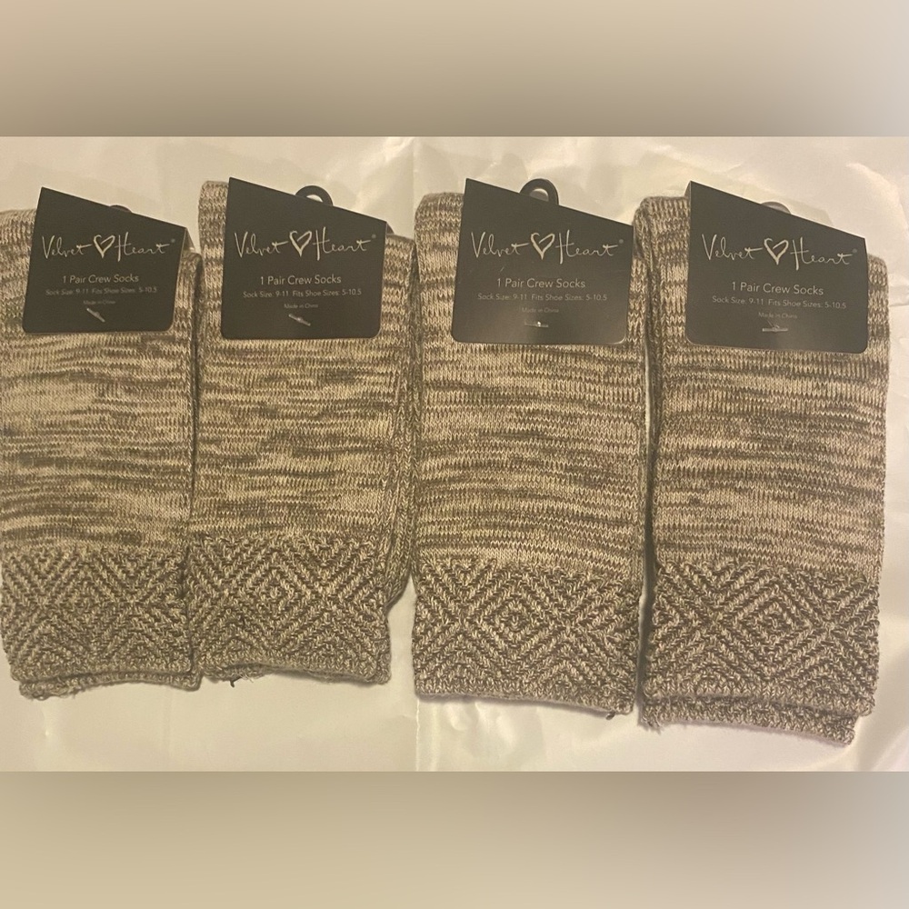 Velvet Heart Marled Tan Crew Socks